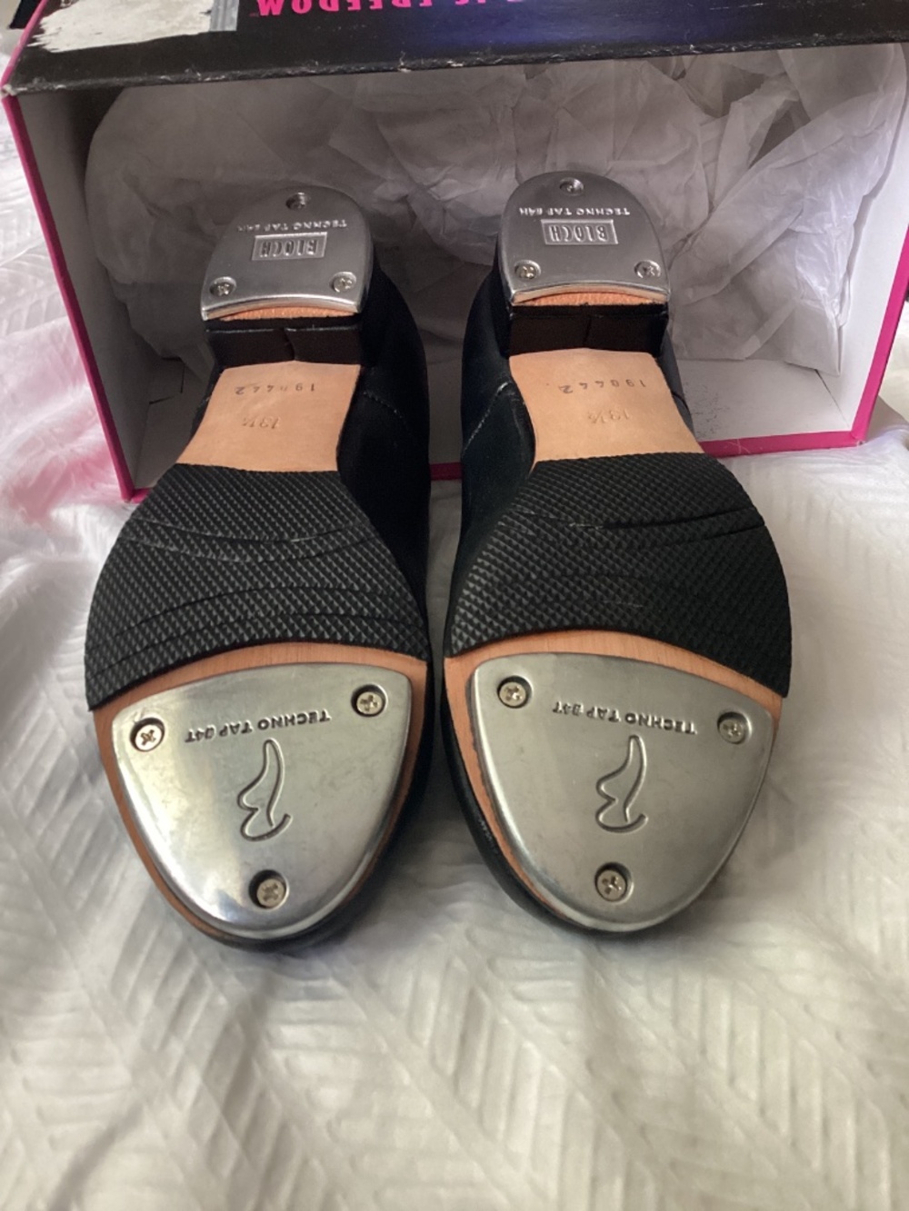 BLOCH Jazz Tap Leather Tap Shoes Children’s Size 13.5 SO301G Girls - Picture 10 of 11